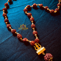 Golden Plated Mahadev Trisul Rudraksha Mala + Mysterious🎁Gift