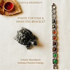 🐢 Vastu & Prosperity Pyrite Tortoise & Metal Dhan Yog Bracelet