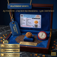 2 Mukhi Rudraksha (Original & Lab Certified) + 🎁 Gift – Laxmi Ji Silver-Plated Coin