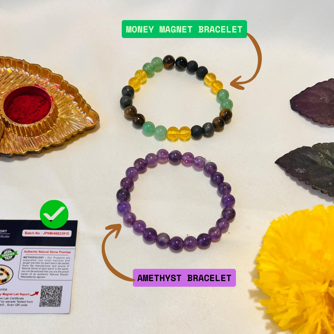 Money Magnet Fusion Band + Amethyst Serenity Bracelet Combo – Amplify Wealth & Peace ✨💰💜 + Free Mysterious Gift 🎁