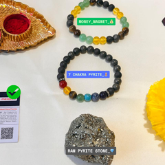 3-in-1 Divine Kit || ✨ Money Magnet Bracelet + Choice of Crystal Bracelet + Natural Raw Pyrite Stone (80–120 GM Cluster) – Certified Prosperity Combo