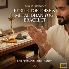 🐢 Vastu & Prosperity Pyrite Tortoise & Metal Dhan Yog Bracelet