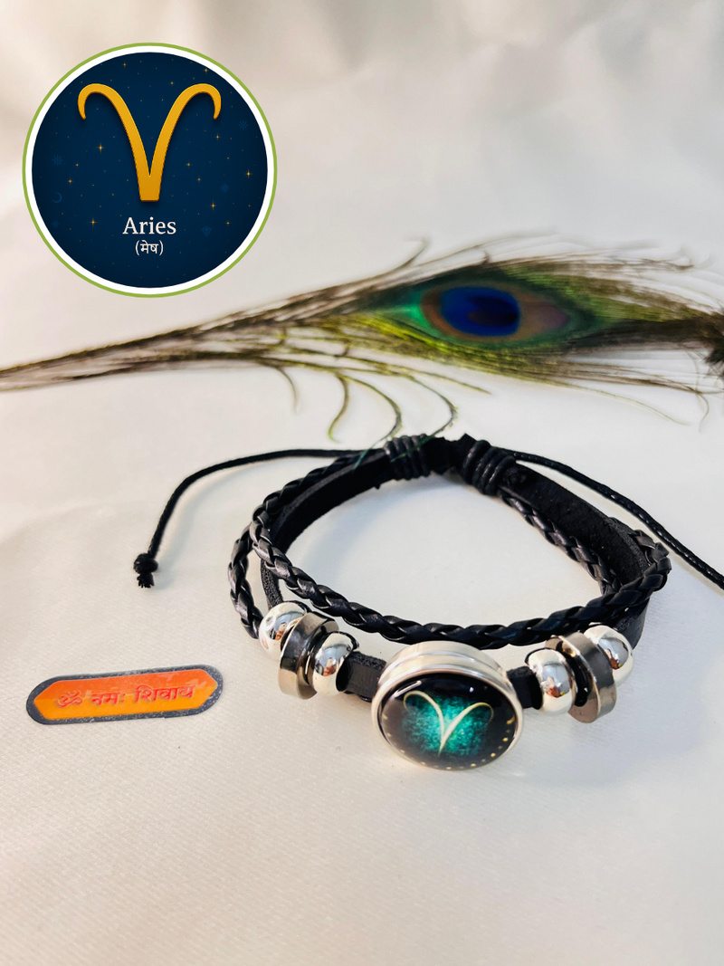 🪐Zodiac Leather Bracelet – Personalised Style & Celestial Energy🌌