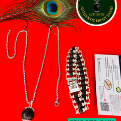 🌿 Karungali Large Bead Chain + Bracelet Combo (Lab Certified) – Crafted from Authentic Ebony Wood 🌟 + 🎁 Free Laxmi Silver Plated Coin! 🖤✨
