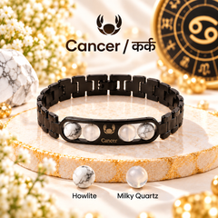 ♈ Metal Zodiac Rashi Bracelet – All 12 Signs ✨ Energized Natural Stone Bracelet