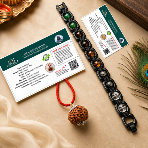 7 Mukhi Laxmi Rudraksha & [Black]-Metal Dhan Yog Bracelet – [Lab Certified]