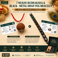7 Mukhi Laxmi Rudraksha & [Black]-Metal Dhan Yog Bracelet – [Lab Certified]