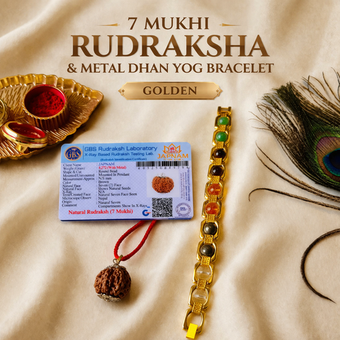 7 Mukhi Laxmi Rudraksha & Metal Dhan Yog Bracelet – Lab Certified