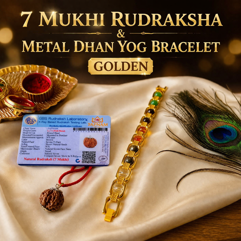7 Mukhi Laxmi Rudraksha & Metal Dhan Yog Bracelet – [Lab Certified]