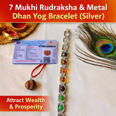7 Mukhi Laxmi Rudraksha & Metal Dhan Yog Bracelet – [Lab Certified]