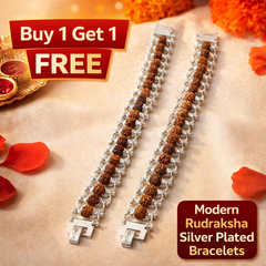 ✨ Modern Silver-Plated 5 Mukhi Rudraksha Bracelet (Lab certified) – Buy 1 Get 1 Free + 🎁 Mysterious Gift