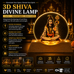 🕉️ 3D Lord Shiva Creative LED Lamp with Wooden Base