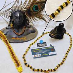 Classic Rudraksha Mala + Designer Bracelet (5 mukhi) Combo