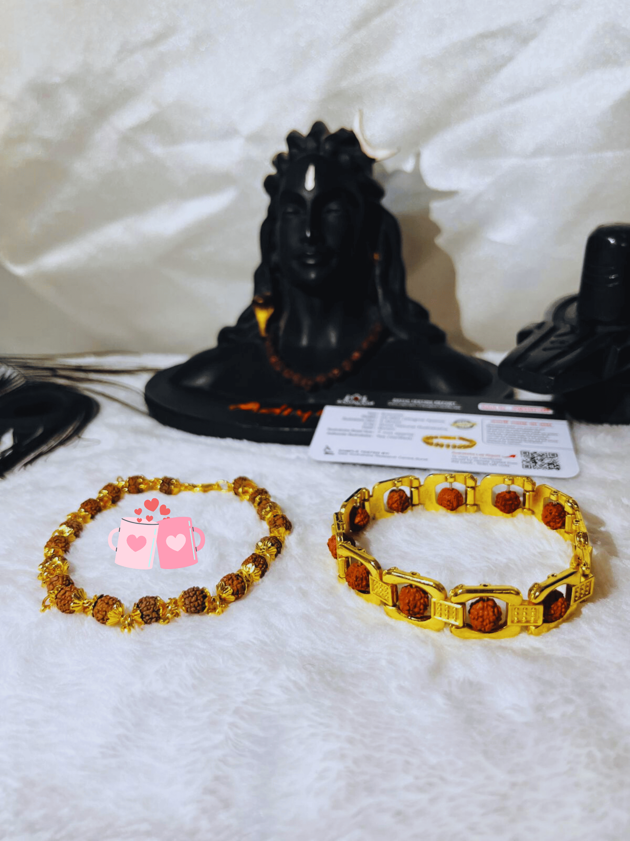 Couple Combo - Original Natural Rudraksha Bracelet (5 Mukhi) - Best Value Combo Offer!! +  Mysterious🎁Gift