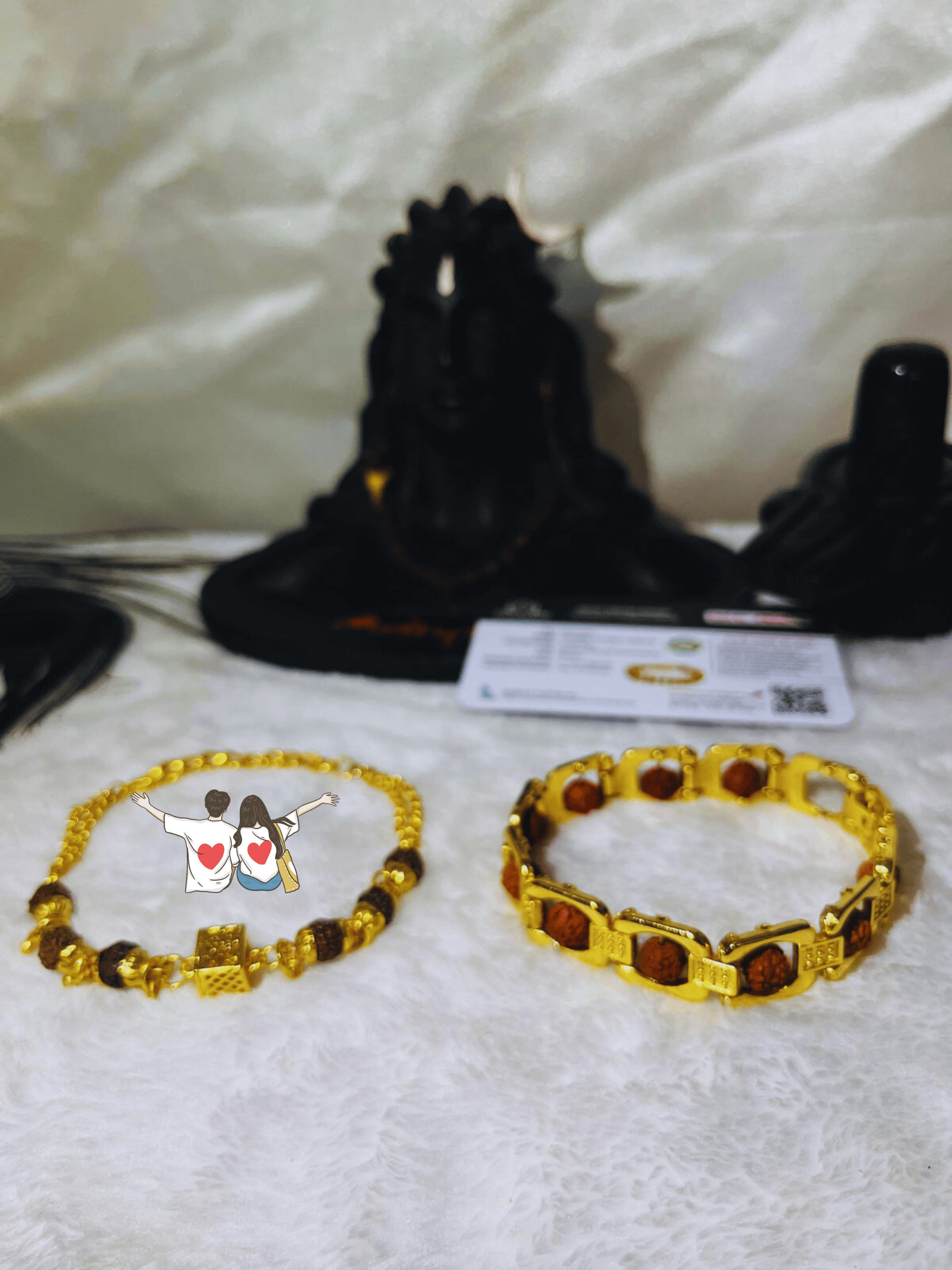 Couple Combo - Original Natural Rudraksha Bracelet (5 Mukhi) - Best Value Combo Offer!! +  Mysterious🎁Gift