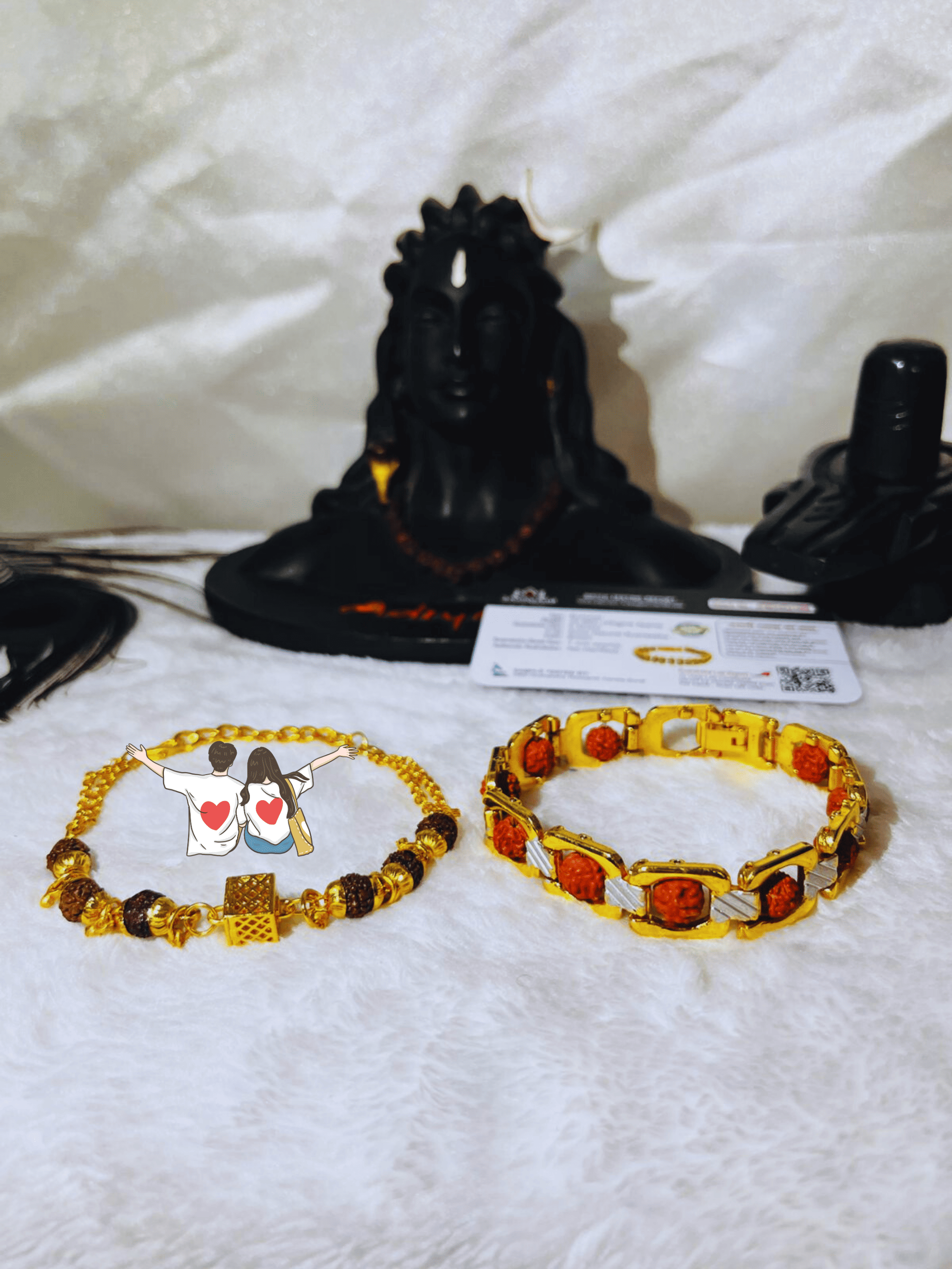 Couple Combo - Original Natural Rudraksha Bracelet (5 Mukhi) - Best Value Combo Offer!! +  Mysterious🎁Gift