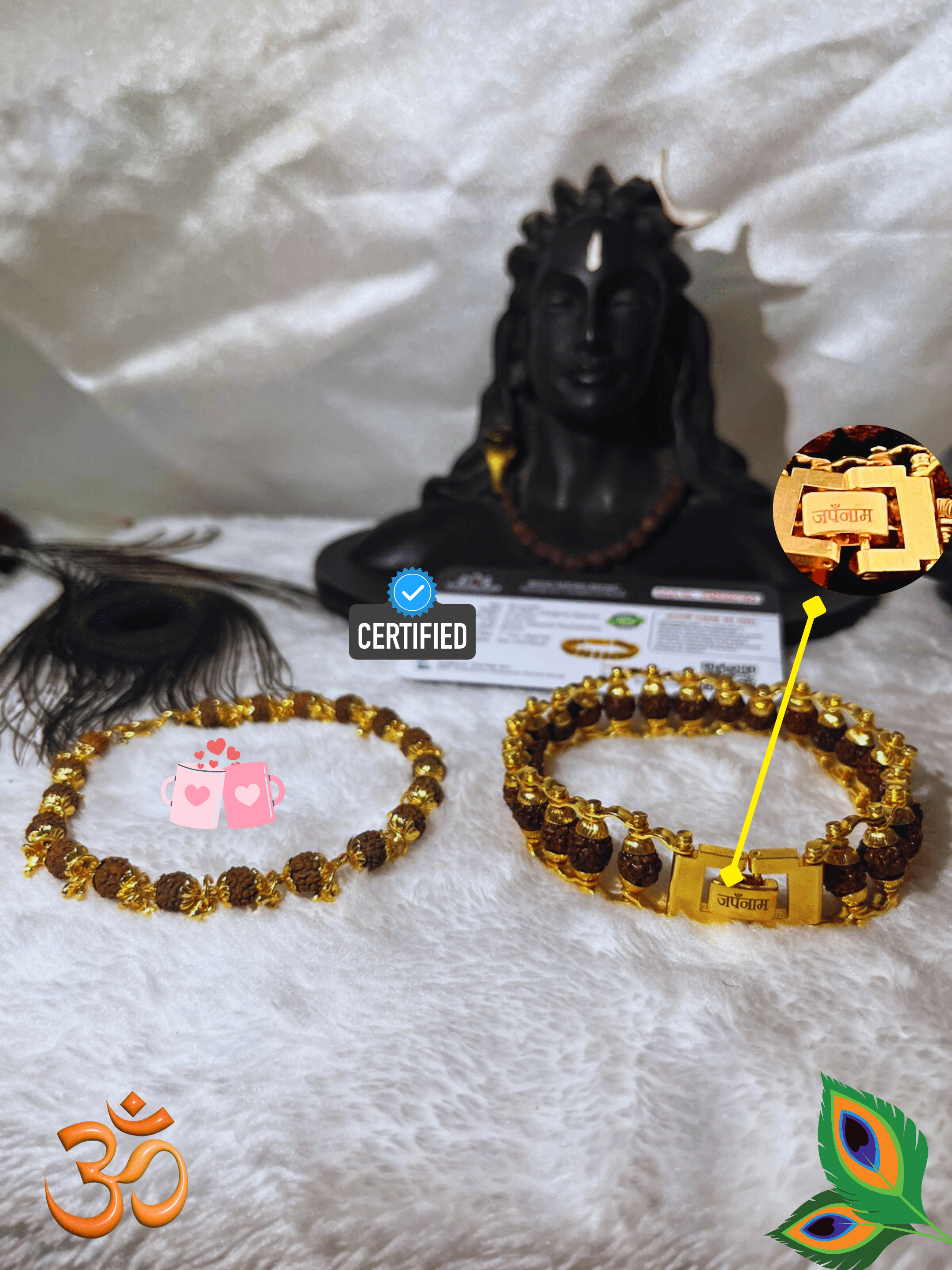 Couple Combo - Original Natural Rudraksha Bracelet (5 Mukhi) - Best Value Combo Offer!! +  Mysterious🎁Gift