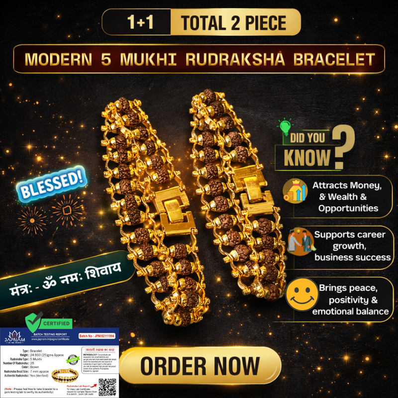 (BUY 1 GET 1 FREE) - Original Natural Rudraksha Bracelet (5 Mukhi) - (Lab Tested) + Free 🎁Mysterious Gift