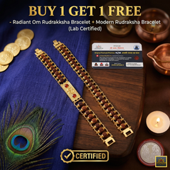 🌟 (Radiant Om + Modern) Rudraksha Bracelet combo (5 Mukhi) 📿 (Lab Tested) + 🎁 Free Laxmi Silver Plated Coin!