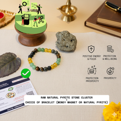 💎 Raw Natural Pyrite Stone Cluster (70–100 GM) + Choice of Bracelet (Money Magnet OR Natural Pyrite) – Lab Certified