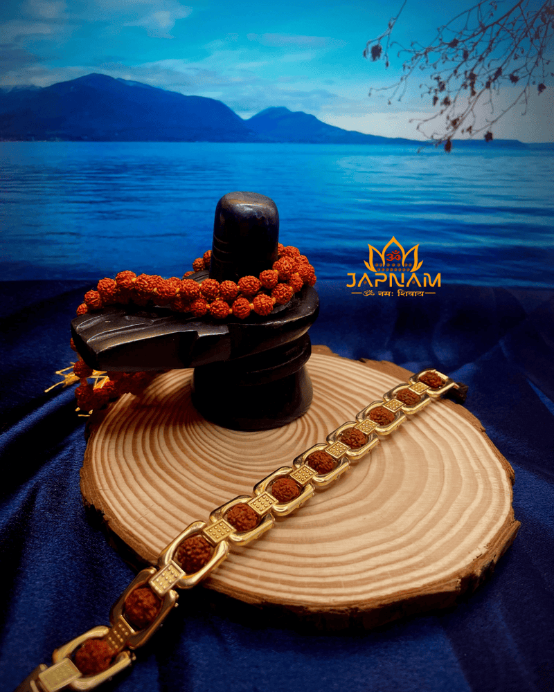 Gold Plated Essential 5 Mukhi Rudraksha Bracelet (Lab Certified) + Mysterious🎁Gift