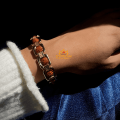 Gold Plated Essential 5 Mukhi Rudraksha Bracelet (Lab Certified) + Mysterious🎁Gift