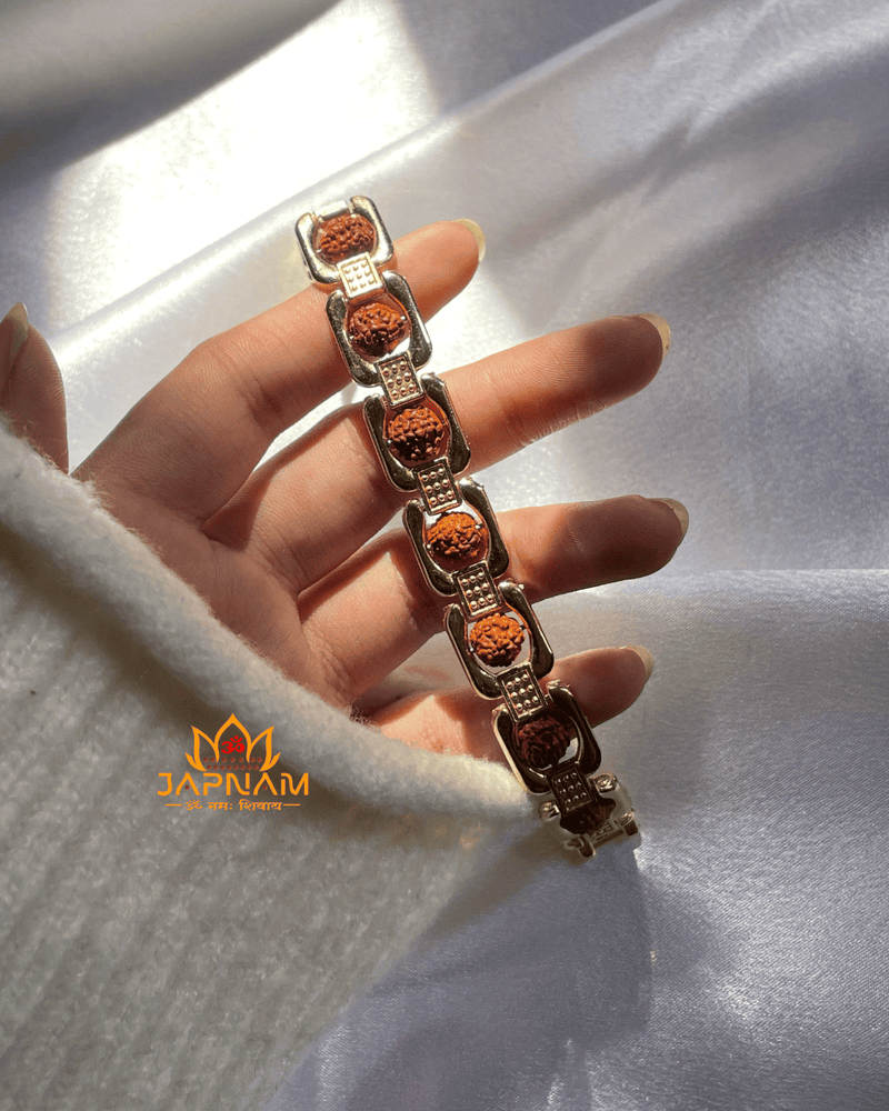 Gold Plated Essential 5 Mukhi Rudraksha Bracelet (Lab Certified) + Mysterious🎁Gift