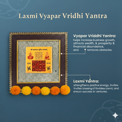 💰 Laxmi Vyapar Vriddhi Yantra on Raw Pyrite Frame + Gift [Om Trishool 🔱 Rudraksha Keyring] - [Energized]