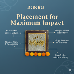 🐎 7 Horses on Raw Pyrite Frame + Gift [Om Trishool 🔱 Rudraksha Keyring – [Energized]