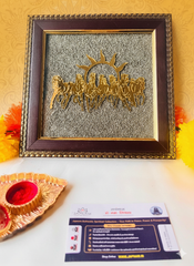 🐎 7 Horses on Raw Pyrite Frame + Gift [Om Trishool 🔱 Rudraksha Keyring – [Energized]