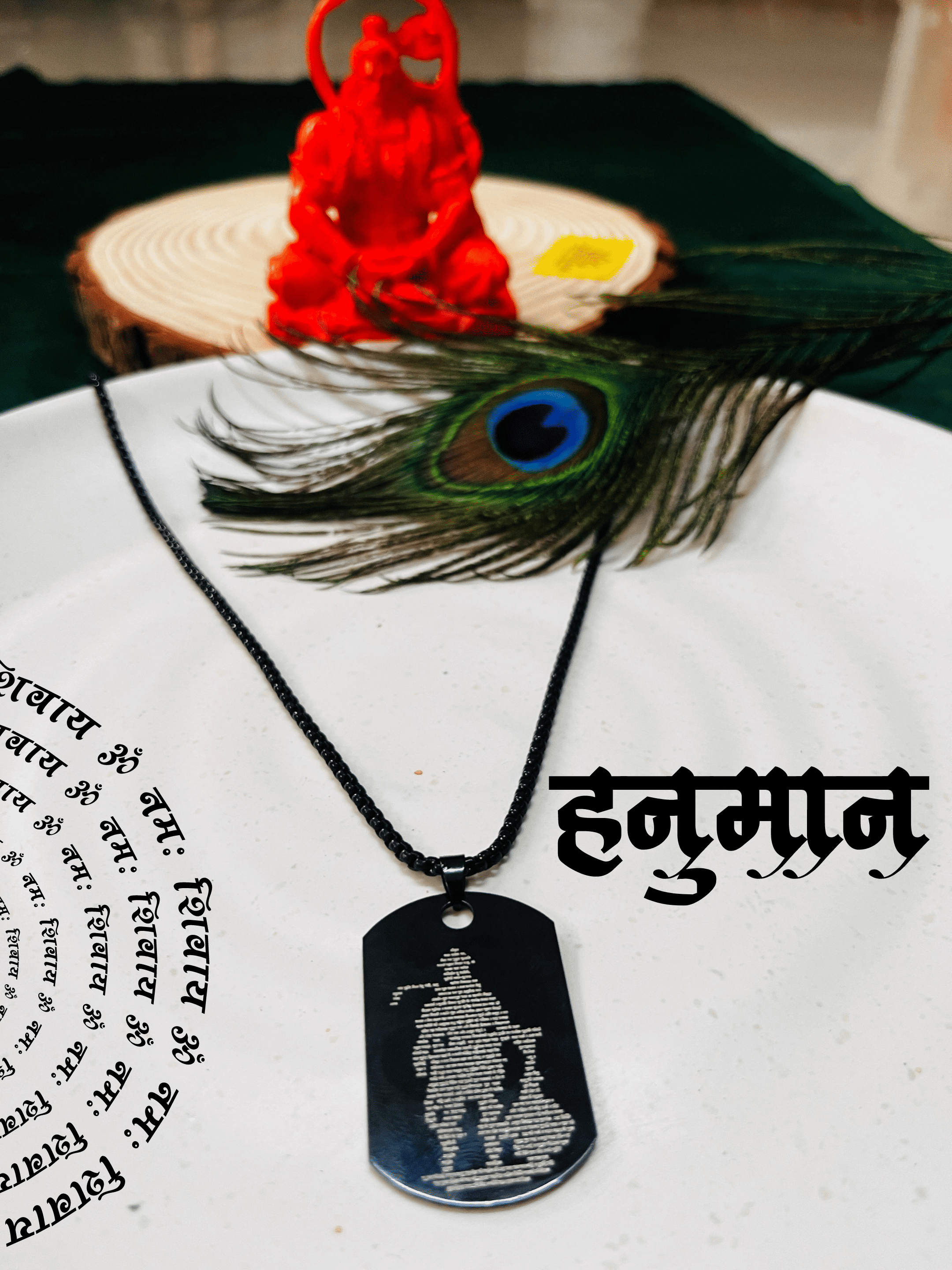 Hanuman Chalisa Micro-carved Pendant With Chain + Free (Modern 5 Mukhi Rudraksha Bracelet) +  Mysterious🎁Gift