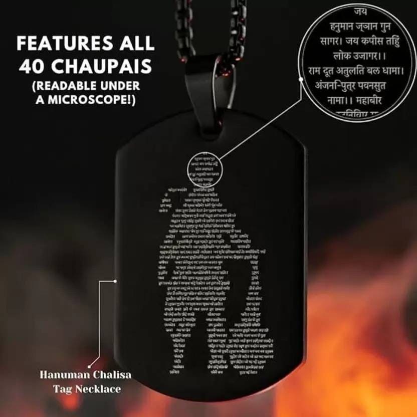 Hanuman Chalisa Micro-carved Pendant With Chain + Free (Modern 5 Mukhi Rudraksha Bracelet) +  Mysterious🎁Gift