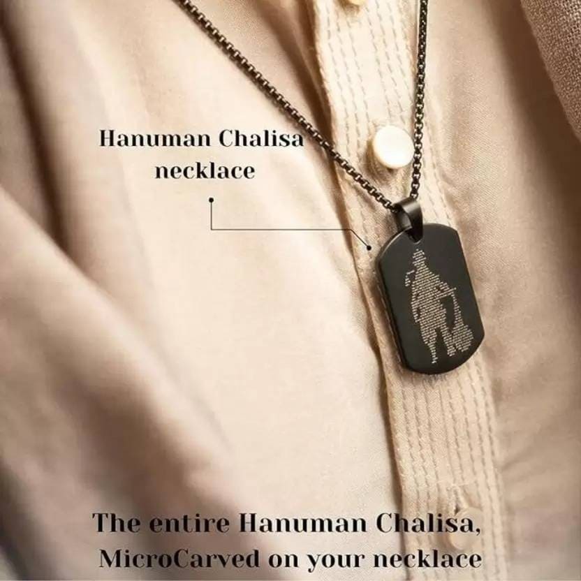 Hanuman Chalisa Micro-carved Pendant With Chain + Free (Modern 5 Mukhi Rudraksha Bracelet) +  Mysterious🎁Gift