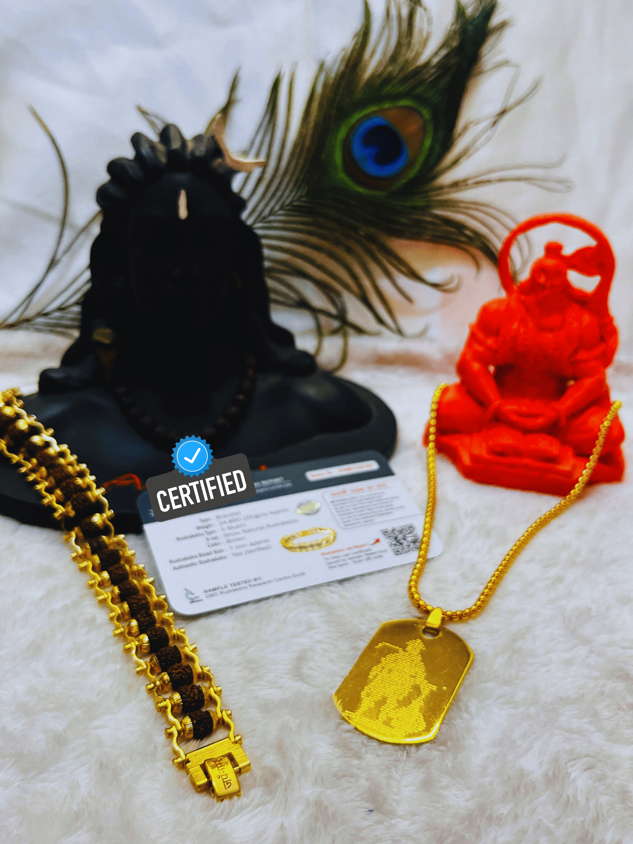 Hanuman Chalisa Micro-carved Pendant With Chain + Free (Modern 5 Mukhi Rudraksha Bracelet) +  Mysterious🎁Gift