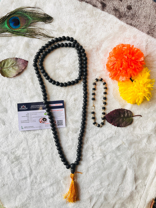 🌿 Authentic Karungali 108+1 Bead Mala + Bracelet combo (Lab certified) - Free Gift 🎁