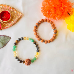 ✨ Authentic - (7 mukhi Money Magnet + Rudraksha) Bracelet Combo – 🎁 Free Gift Inside!