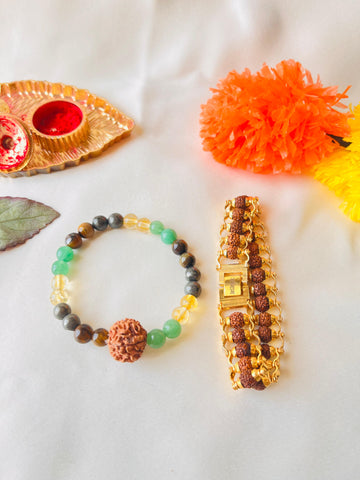 ✨ Authentic - (7 mukhi Money Magnet + Rudraksha) Bracelet Combo – 🎁 Free Gift Inside!