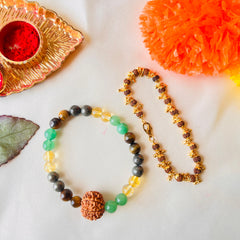 ✨ Authentic - (7 mukhi Money Magnet + Rudraksha) Bracelet Combo – 🎁 Free Gift Inside!