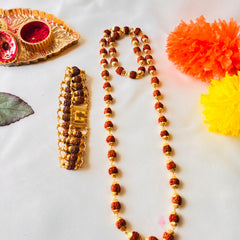 📿 Eternal Rudraksha Premium Mala + Modern Rudraksha Bracelet Combo (Lab-Certified) + Free Gift 🎁