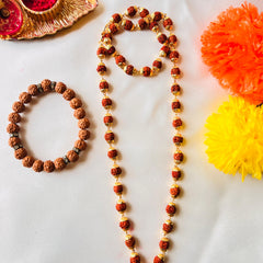 📿 Eternal Rudraksha Premium Mala + Modern Rudraksha Bracelet Combo (Lab-Certified) + Free Gift 🎁