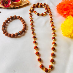 📿 Eternal Rudraksha Premium Mala + Modern Rudraksha Bracelet Combo (Lab-Certified) + Free Gift 🎁