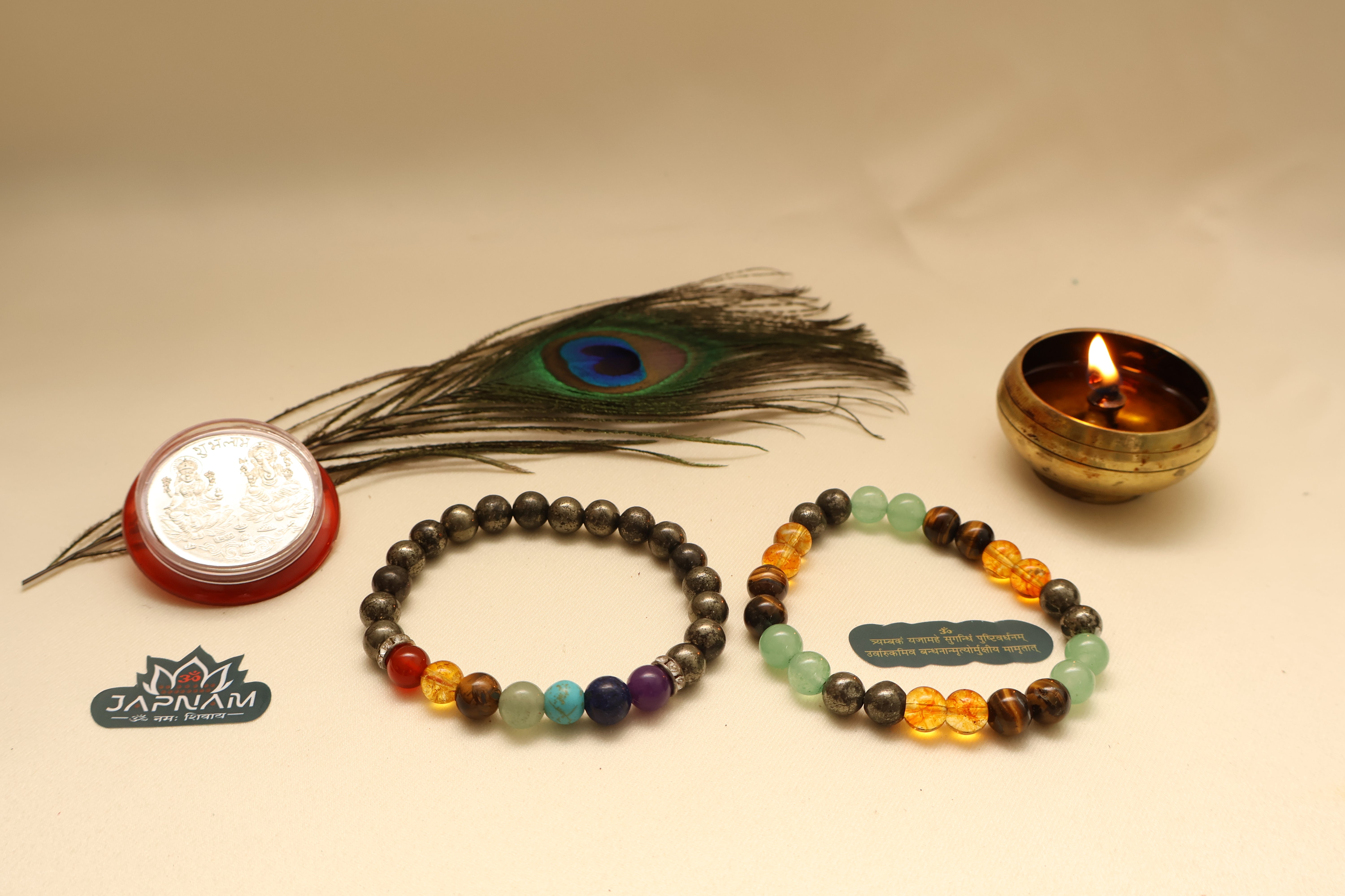 Money Magnet Fusion Band + 7 Chakra Pyrite Bracelet Combo – Amplify Wealth & Balance ✨💰+ Gift 🎁 Laxmi Silver Plated Coin