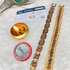 ✨ Modern Rudraksha Bracelet + Golden Elegant 5 Mukhi Bracelet Combo (Lab Tested) + Exclusive Mysterious 🎁 Gift