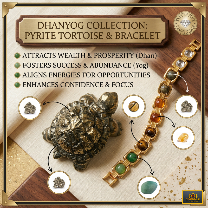 🐢 Vastu & Prosperity Pyrite Tortoise & Metal Dhan Yog Bracelet