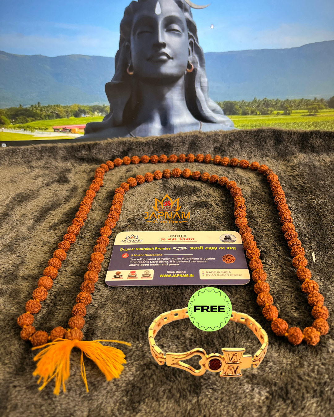 Original 5 Mukhi 108 Rudraksha Bead's Jaap Mala + Free Elegant Bracelet + Mysterious🎁Gift