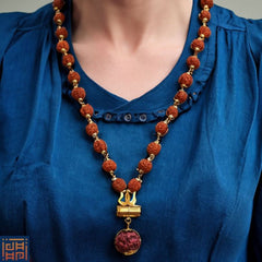 Golden Plated Mahadev Trisul Rudraksha Mala + Mysterious🎁Gift