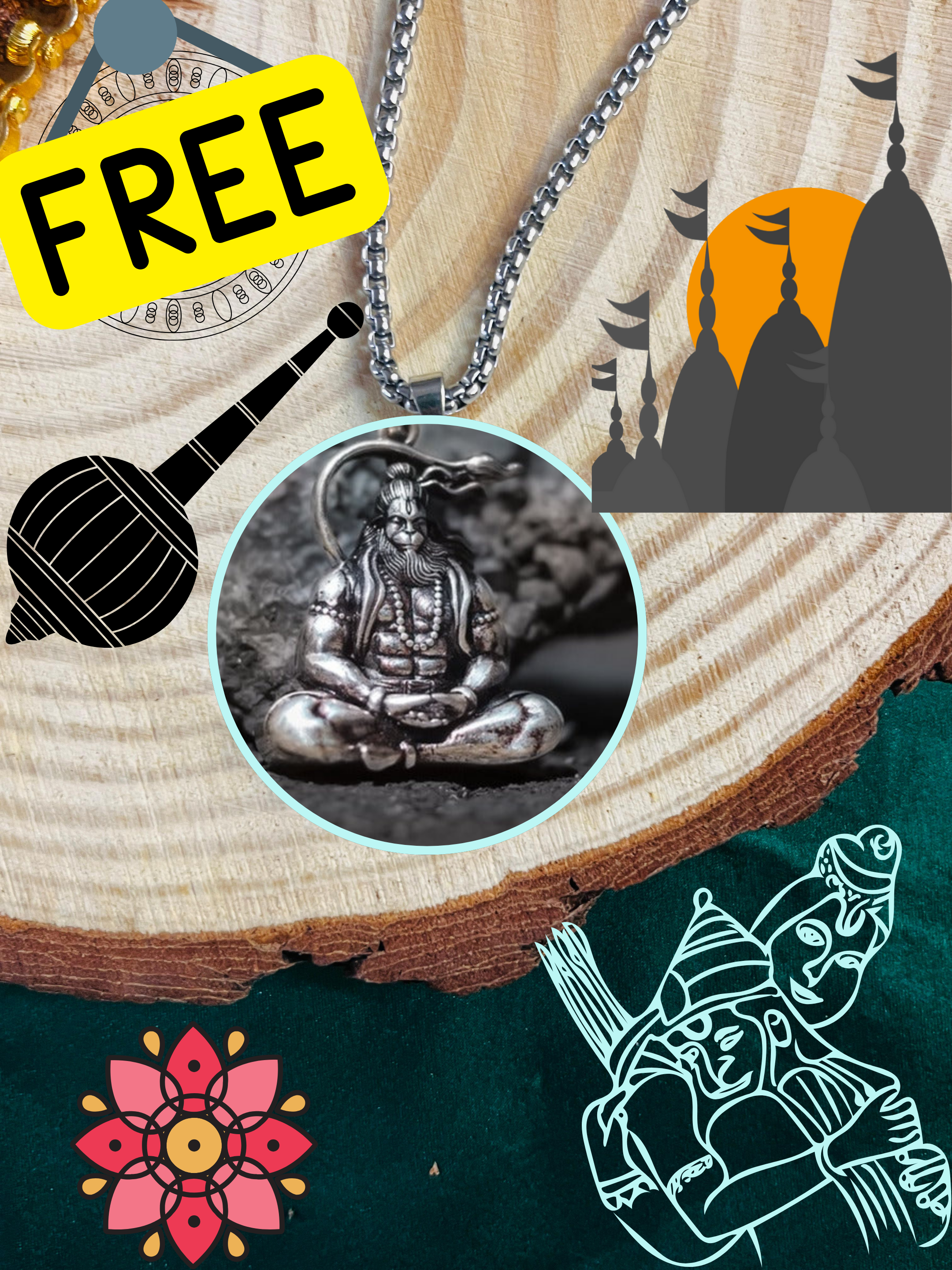 Panchmukhi Hanuman Ji: The Symbol of Courage and Devotion + Free (Meditation Hanuman Jii Pendant With Chain)