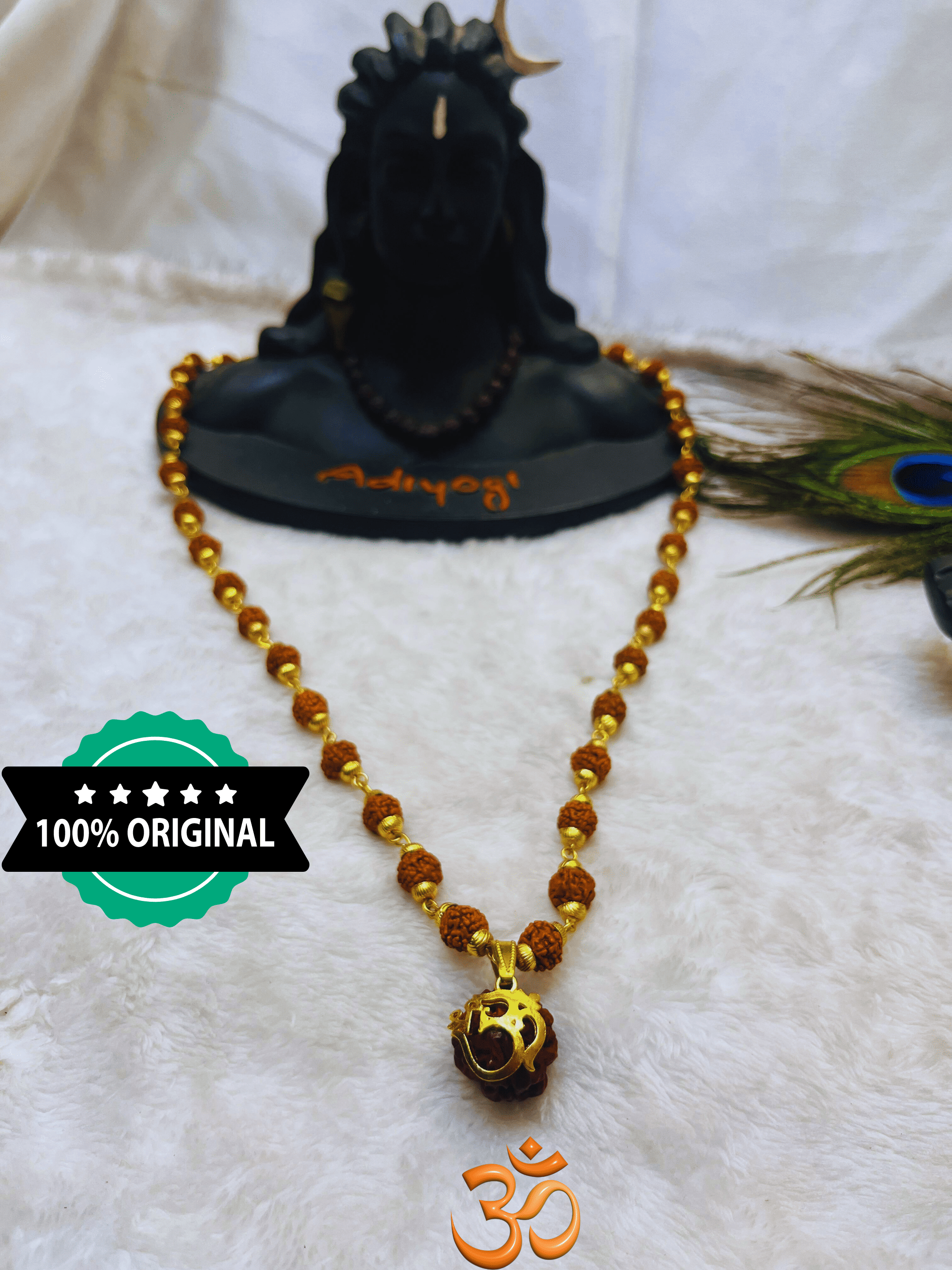 Rudraksha Om Sree Necklace + Free (Modern 5 Mukhi Rudraksha Bracelet) + Mysterious🎁Gift