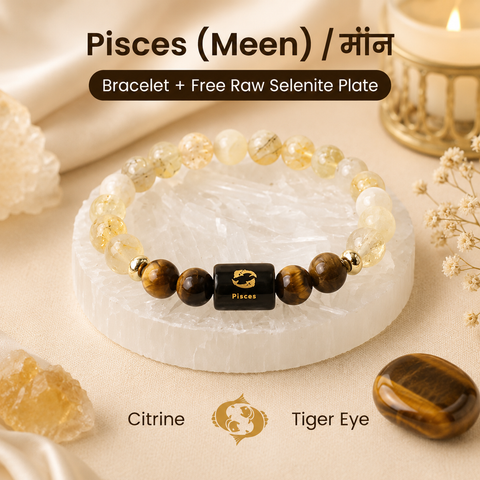 ♈ Gemstone Zodiac Sign Bracelet (Authentic & Lab certified) + FREE [Raw selenite charging plate] - 812