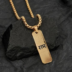 Shree Ram Gold Plated Dotted Pendant with chain Set + Mysterious🎁Gift